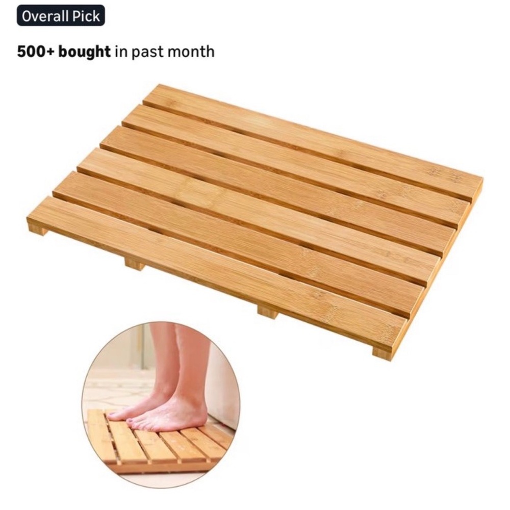 BAMBOO Tan Wooden Bath Mat
